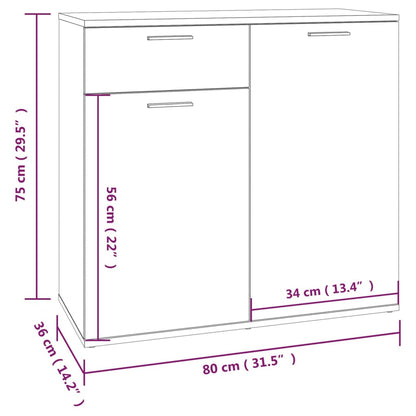 Sideboard Grau Sonoma 80x36x75 cm Holzwerkstoff