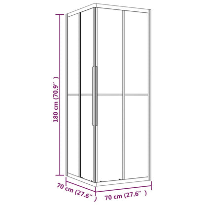 Duschkabine Halbmatt ESG 70x70x180 cm Schwarz