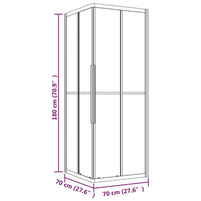 Duschkabine Halbmatt ESG 70x70x180 cm Schwarz