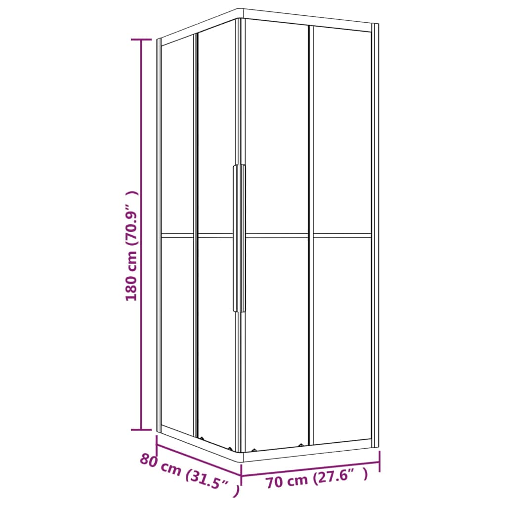 Duschkabine Halbmatt ESG 80x70x180 cm Schwarz