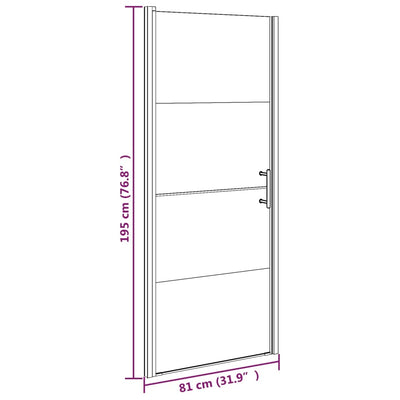 Duschtür 81x195 cm Halbmatt Hartglas Schwarz