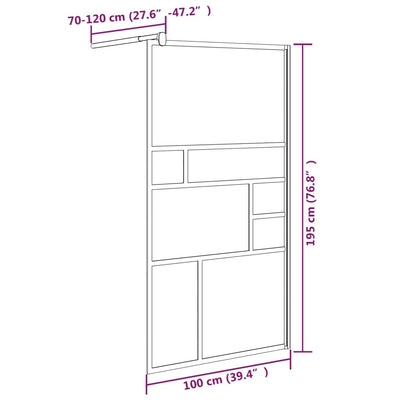 Duschwand für Walk-In Dusche 100x195 cm ESG-Glas Weiß