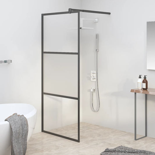 Duschwand für Walk-In Dusche 80x195 cm ESG Halbmattiert Schwarz