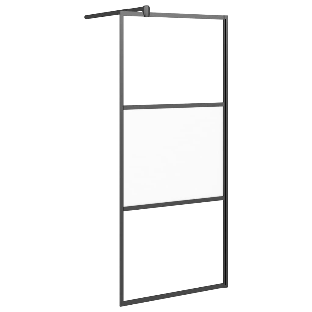 Duschwand für Walk-In Dusche 90x195 cm ESG Halbmattiert Schwarz