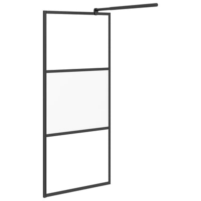 Duschwand für Walk-In Dusche 90x195 cm ESG Halbmattiert Schwarz