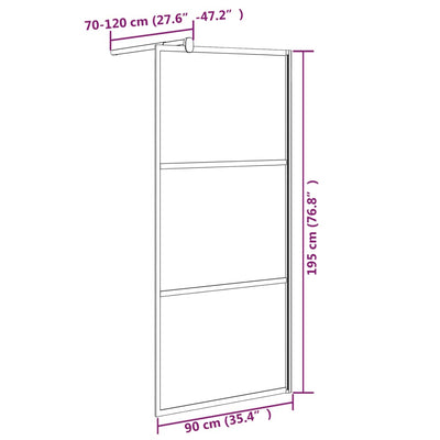 Duschwand für Walk-In Dusche 90x195 cm ESG Halbmattiert Schwarz