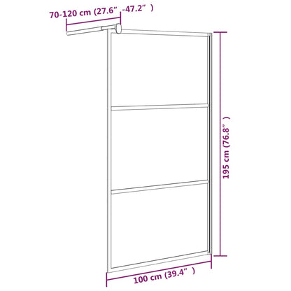 Duschwand für Walk-In Dusche 100x195cm ESG Halbmattiert Schwarz