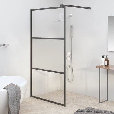 Duschwand für Walk-In Dusche 100x195cm ESG Halbmattiert Schwarz