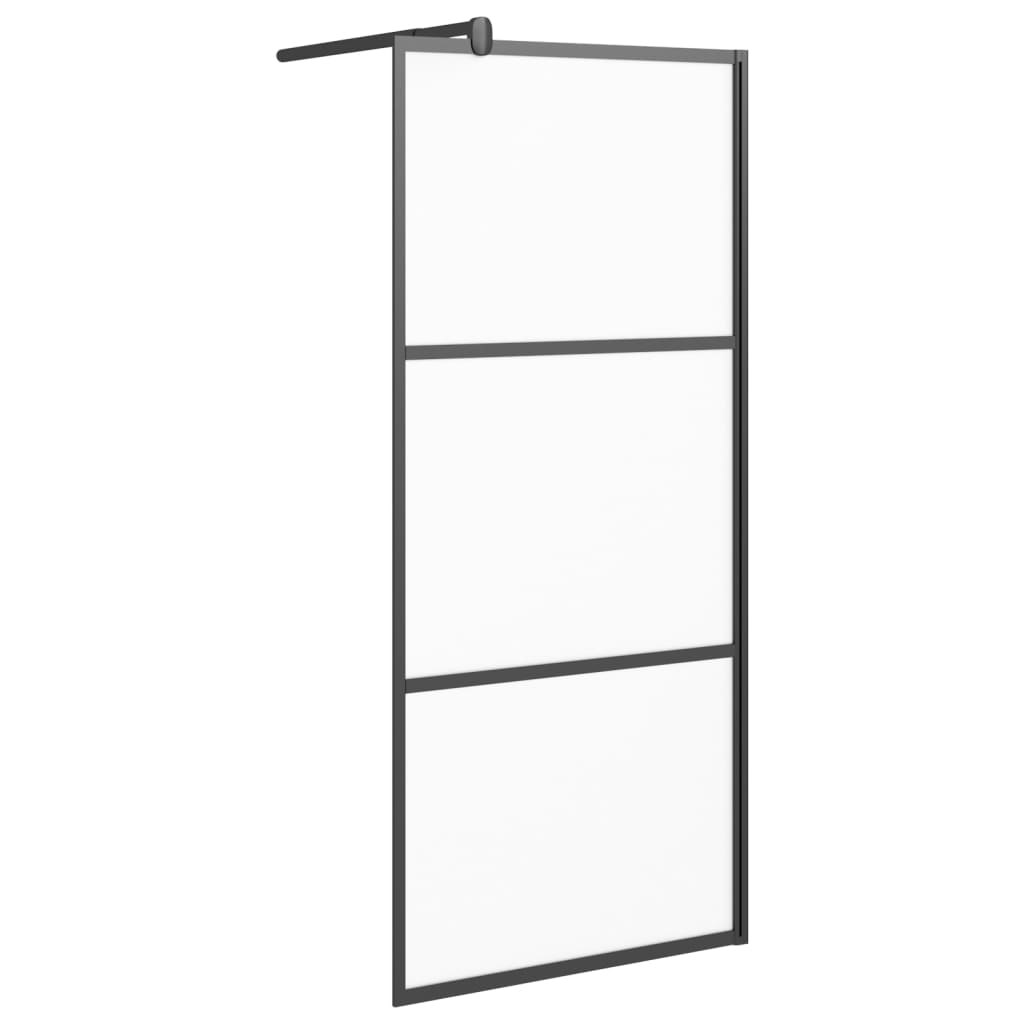 Duschwand für Walk-In Dusche 80x195 cm ESG Mattiert Schwarz