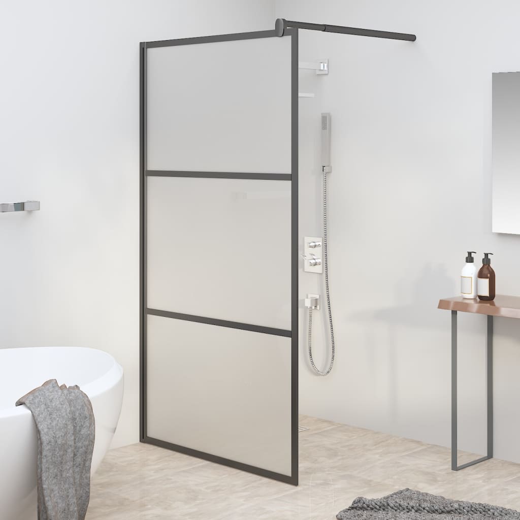 Duschwand für Walk-In Dusche 100x195 cm ESG Mattiert Schwarz