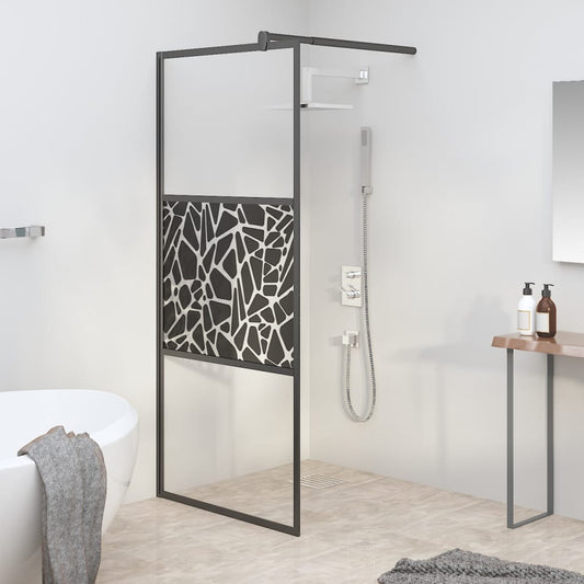 Duschwand für Walk-In Dusche 90x195 cm ESG Steindesign Schwarz