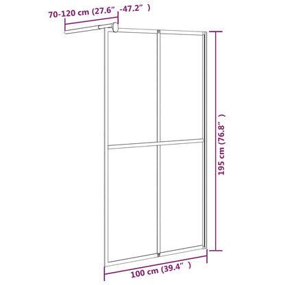 Duschwand für Walk-in Dusche 100x195cm Dunkles Sicherheitsglas