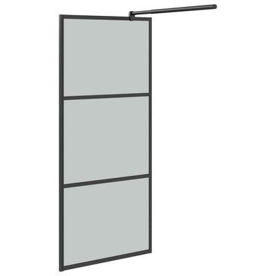 Duschwand für Walk-In Dusche 80x195 cm Dunkel ESG Glas Schwarz