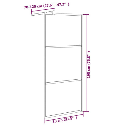 Duschwand für Walk-In Dusche 80x195 cm Dunkel ESG Glas Schwarz