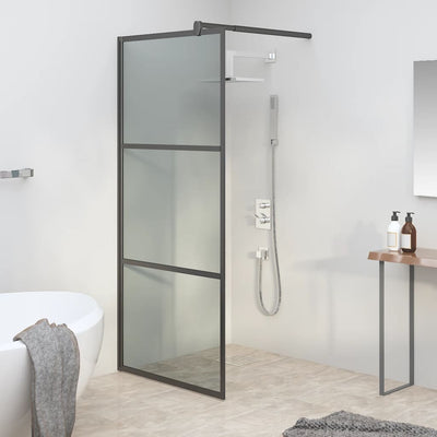 Duschwand für Walk-In Dusche 80x195 cm Dunkel ESG Glas Schwarz