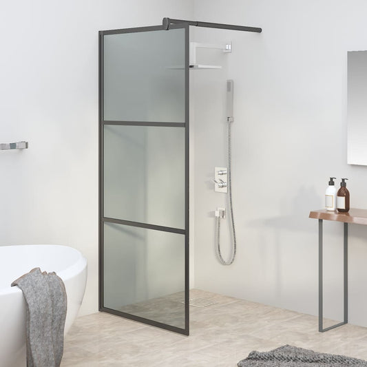 Duschwand für Walk-In Dusche 90x195 cm Dunkel ESG Glas Schwarz