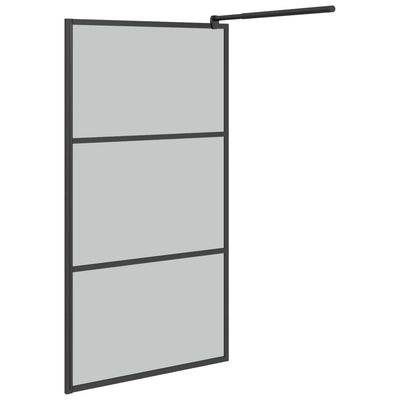 Duschwand für Walk-In Dusche 115x195 cm Dunkel ESG Glas Schwarz