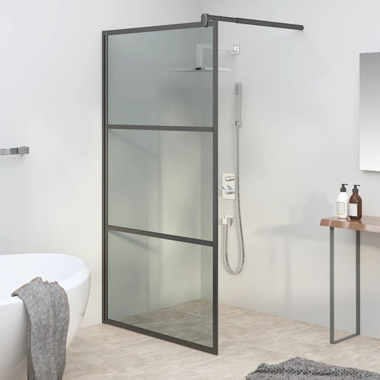 Duschwand für Walk-In Dusche 115x195 cm Dunkel ESG Glas Schwarz