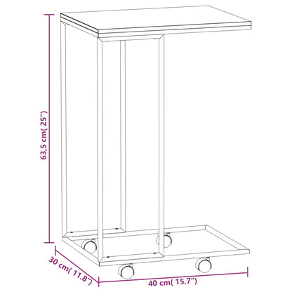 Beistelltisch mit Rollen Schwarz 40x30x63,5 cm Holzwerkstoff