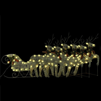 Rentier mit Schlitten Weihnachtsdekoration 140 LEDs Golden