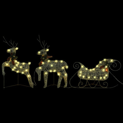 Rentier mit Schlitten Weihnachtsdekoration 140 LEDs Golden