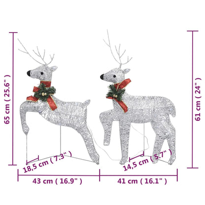 Rentier mit Schlitten Weihnachtsdekoration 140 LEDs Silbern