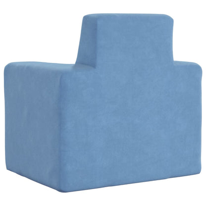 Kindersofa Blau Weich Plüsch