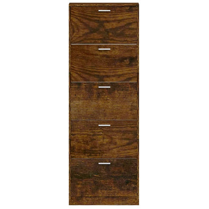 Schuhschrank Räuchereiche 59x17x169 cm Holzwerkstoff