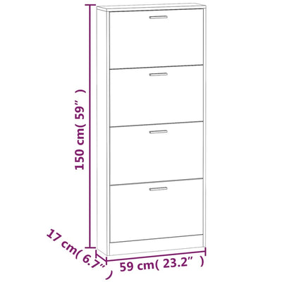 Schuhschrank Betongrau 59x17x150 cm Holzwerkstoff