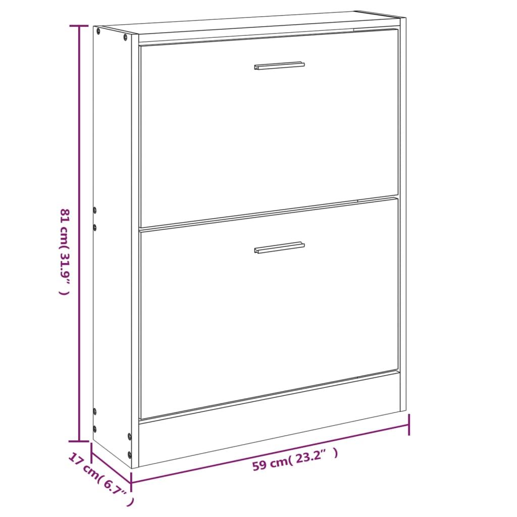 Schuhschrank Betongrau 59x17x81 cm Holzwerkstoff