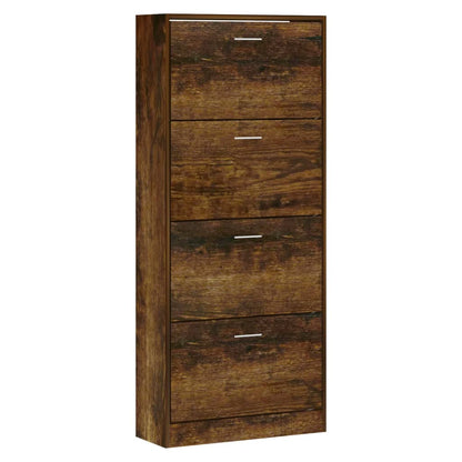 Schuhschrank Räuchereiche 63x24x147 cm Holzwerkstoff