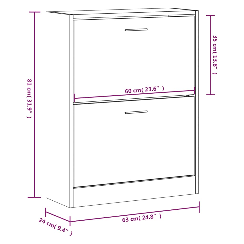 Schuhschrank Betongrau 63x24x81 cm Holzwerkstoff