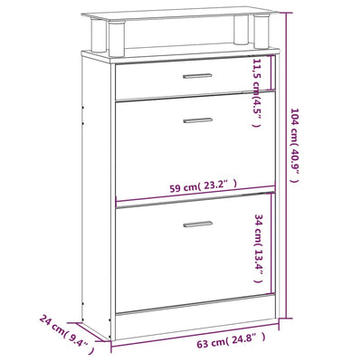 Schuhschrank Schwarz 63x24x104 cm Holzwerkstoff