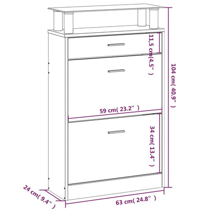 Schuhschrank Betongrau 63x24x104 cm Holzwerkstoff