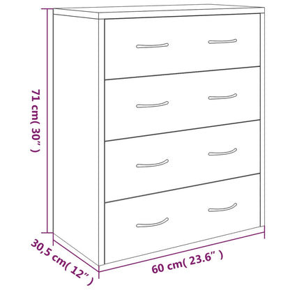 Kommode mit 4 Schubladen 60x30,5x71 cm Braun Eichen-Optik