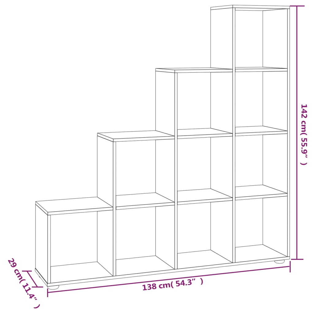 Treppenregal Braun Eichen-Optik 142 cm Holzwerkstoff