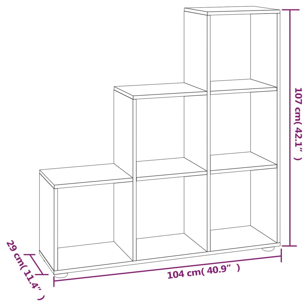 Treppenregal Hochglanz-Weiß 107 cm Holzwerkstoff