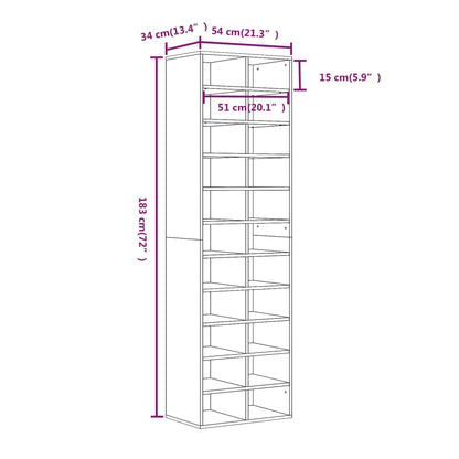 Schuhregal Grau Sonoma 54x34x183 cm Holzwerkstoff