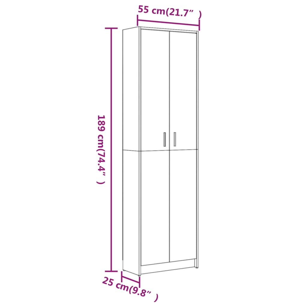 Garderobenschrank Braun Eiche-Optik 55x25x189 cm Holzwerkstoff