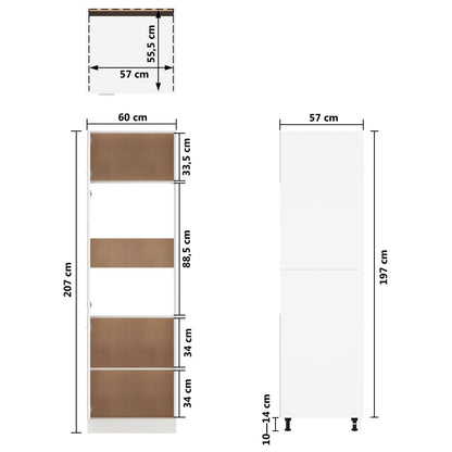 Kühlumbauschrank Braun Eichen-Optik 60x57x207 cm Holzwerkstoff