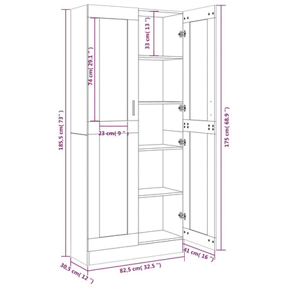 Vitrinenschrank Braun Eichen-Optik 82,5x30,5x185,5 cm