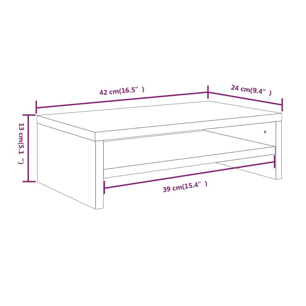 Monitorständer Grau Sonoma 42x24x13 cm Holzwerkstoff