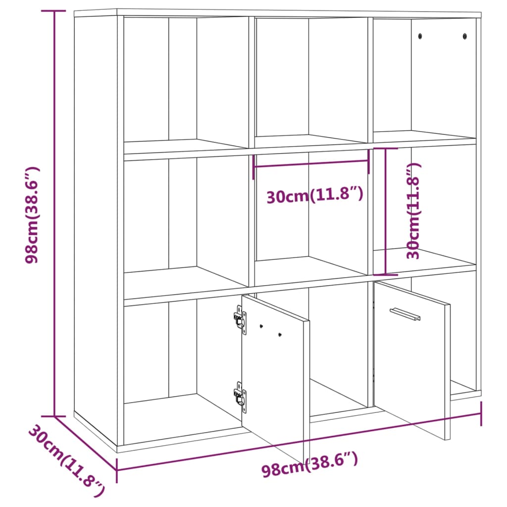 Bücherschrank Grau Sonoma 98x30x98 cm