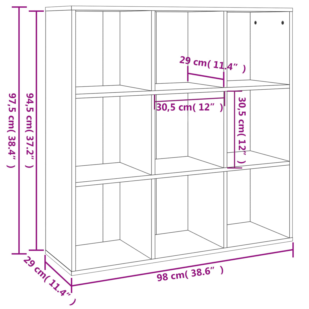 Bücherschrank Räuchereiche 98x29x97,5 cm