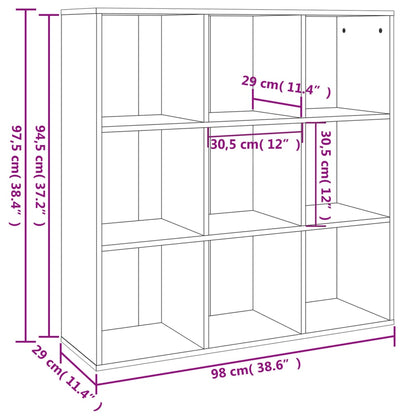 Bücherschrank Grau Sonoma-Eiche 98x29x97,5 cm