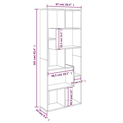 Bücherregal Räuchereiche 67x24x161 cm Holzwerkstoff