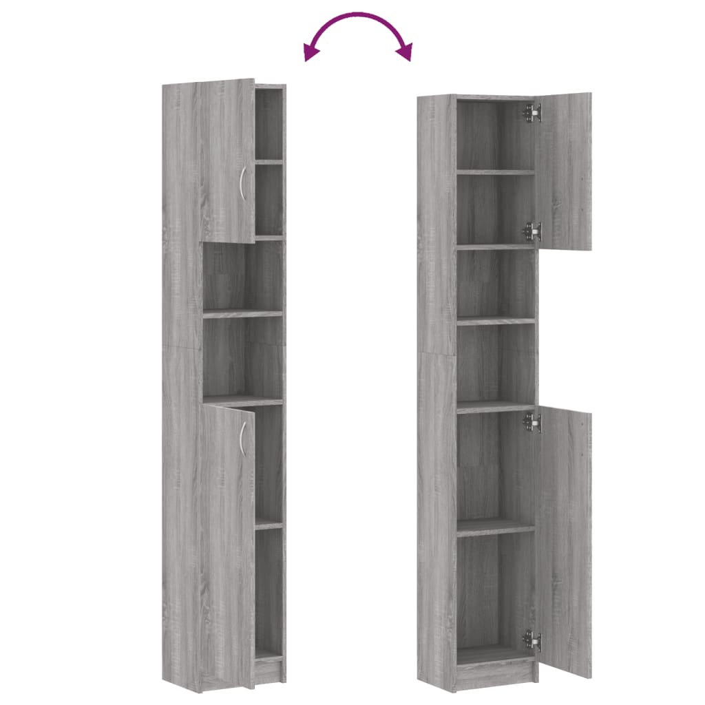 Badezimmerschrank Grau Sonoma 32x25,5x190 cm Holzwerkstoff