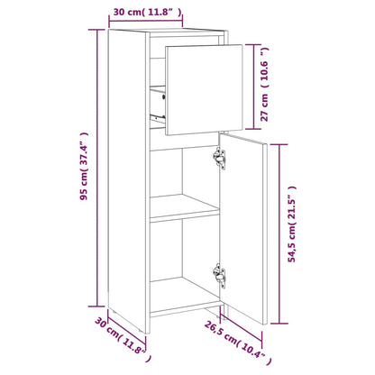 Badschrank Grau Sonoma 30x30x95 cm Holzwerkstoff