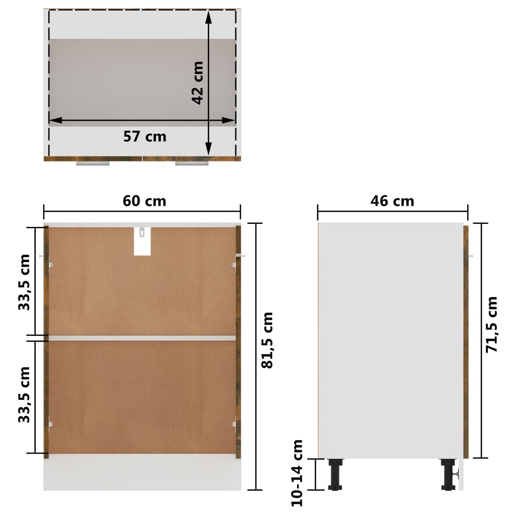 Unterschrank Räuchereiche 60x46x81,5 cm Holzwerkstoff