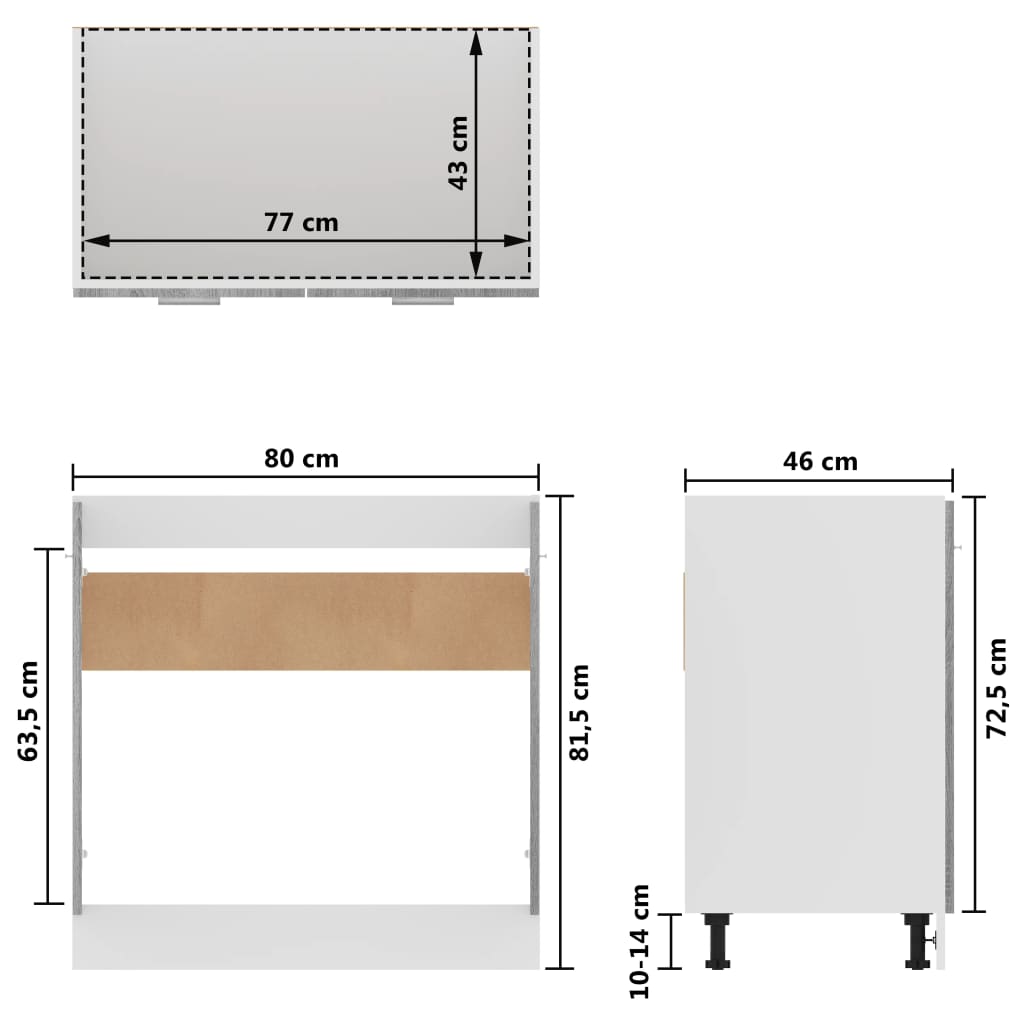 Spülenunterschrank Grau Sonoma 80x46x81,5 cm Holzwerkstoff